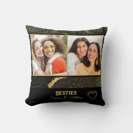 Elegant Besties Best Friend Black and Guld Photo Kudde