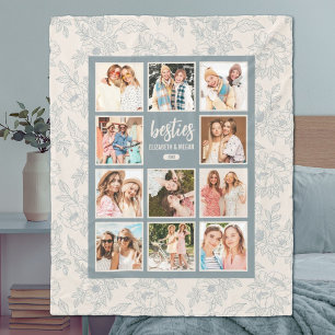 Elegant Besties BFF Photo Collage med Namn Fleecefilt