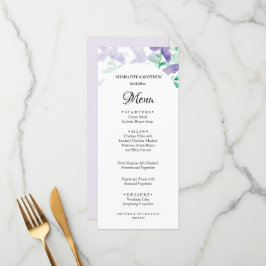 Elegant Bevacker Lilac Boho Blommigt Watercolor Meny