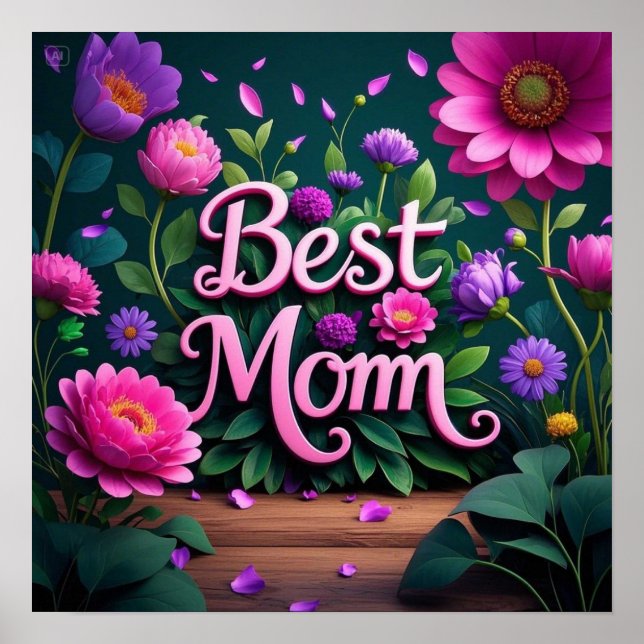 Elegant Bevackra Best Mamma Flowers Poster (Framsidan)