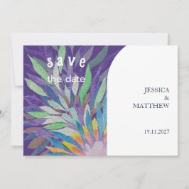 Elegant Bevackra Boho Lila Blommigt Bröllop Spara Datumet