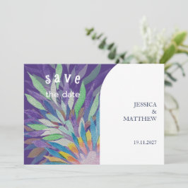 Elegant Bevackra Boho Lila Blommigt Bröllop Spara Datumet