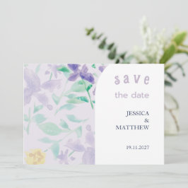 Elegant Bevackra Boho Lilac Blommigt Bröllop Spara Datumet