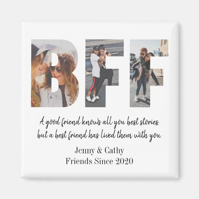 Elegant BFF Photo Collage Best Friend Chic Besties Magnet (Framsidan)