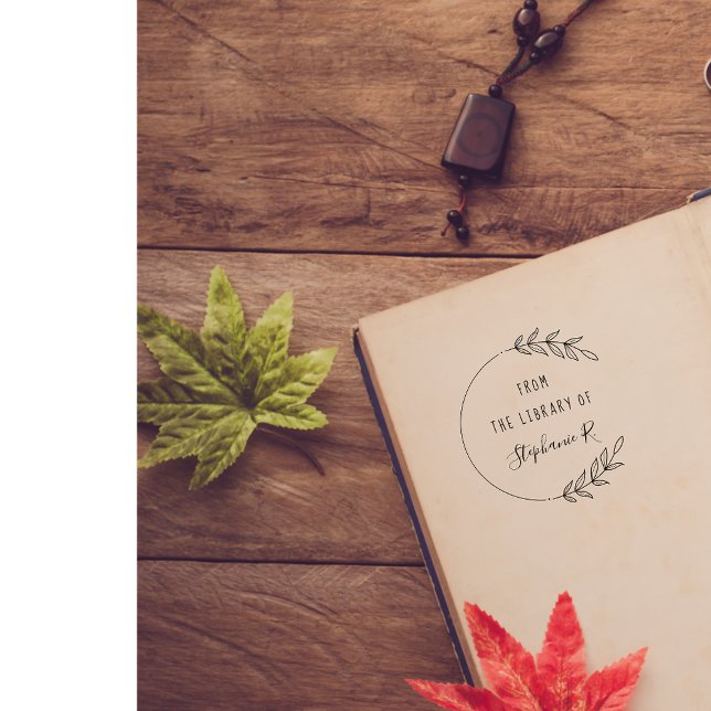 Elegant Bibliotek Bokar Handritat eget namn Stämpel (Skapare uppladdad)