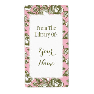 Elegant Bibliotek i Guld Ro om Rosa Bookpate Fraktsedel