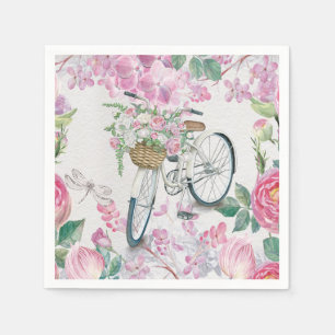 Elegant Bicycle and Flowers Pappersservett