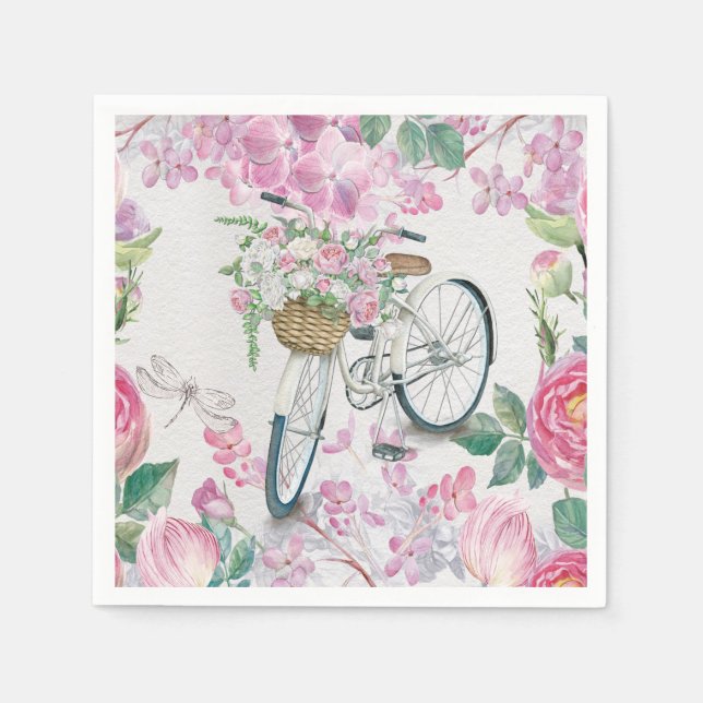 Elegant Bicycle and Flowers Pappersservett (Framsidan)