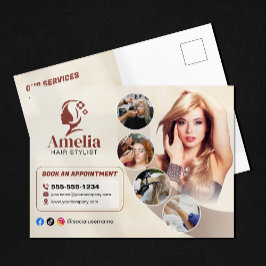 Elegant Biege Hair Stylist Salon Makeup Waxing Vykort