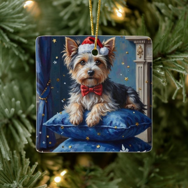 Elegant Biewer Terrier Dog Velvet Christmas Julgransprydnad Keramik (Träd)
