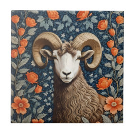 Elegant Big Horn Sheep William Morris Inspired Kakelplatta