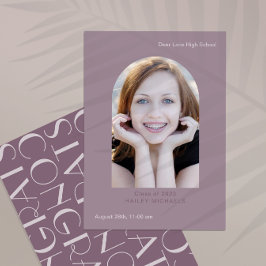 Elegant Big Type Photo Studenten Plum Inbjudningar