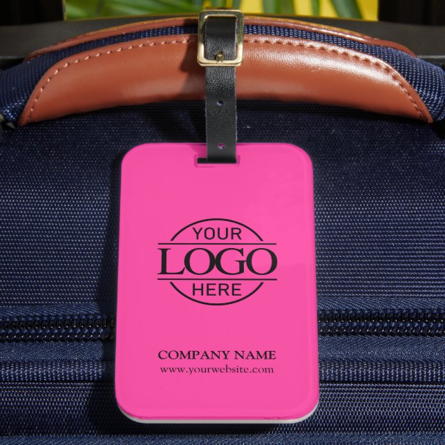 Elegant Bight Pink Business Logo Employee Travel Bagagebricka (Framsida Insitu 2)