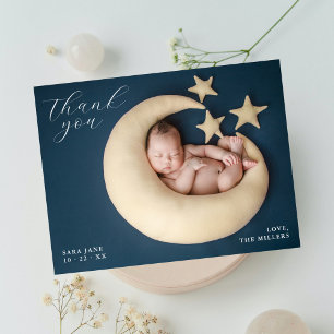 Elegant bild på babyfirande tackkort vykort