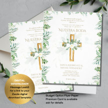Elegant Bilingual Katolskt Bröllopsinbjudan Inv
