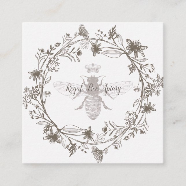 Elegant Biodling Biodling Honungsbigård Fyrkantigt Visitkort (Framsida)