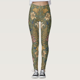 Elegant Biophil Art Nouveau Blommönster Leggings