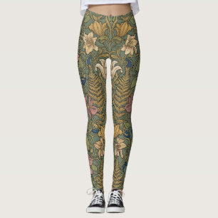 Elegant Biophil Art Nouveau Blommönster Leggings