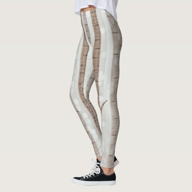 Elegant Birch Träd Forest Acrylic Artwork | Leggings (Vänster)