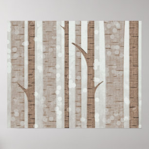 Elegant Birch Träd Forest Acrylic Artwork Poster