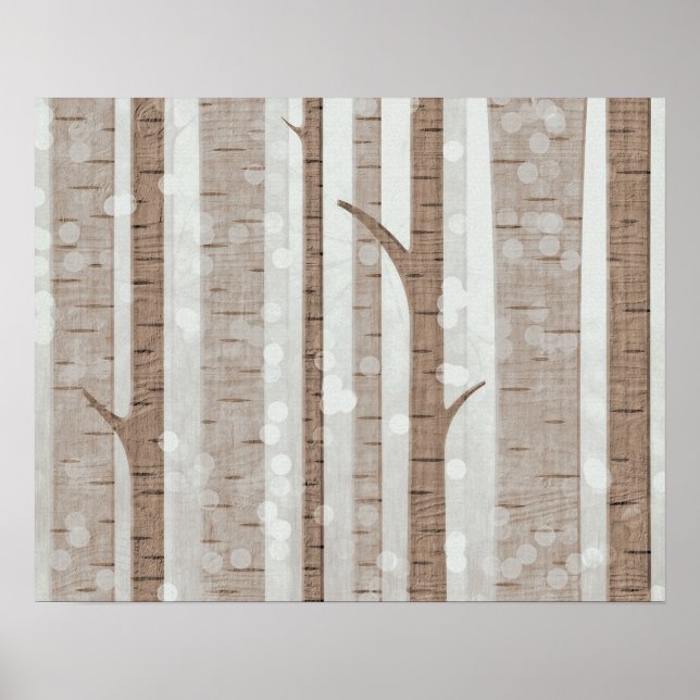 Elegant Birch Träd Forest Acrylic Artwork | Poster (Framsidan)