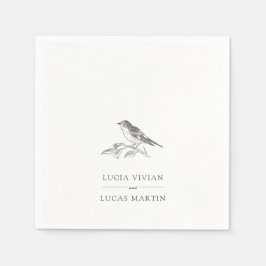 Elegant Bird Black and White Bröllop Pappersservett