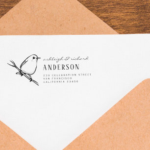Elegant Bird Bröllop par Namn Returadress Självfärgande Stämpel