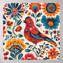 Elegant Bird Design in polska Folk Art Stil
