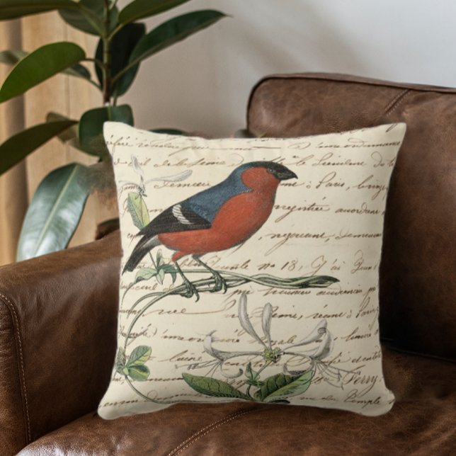 Elegant Bird Ephemera Kudde (Elegant Ephemera Throw Pillow)