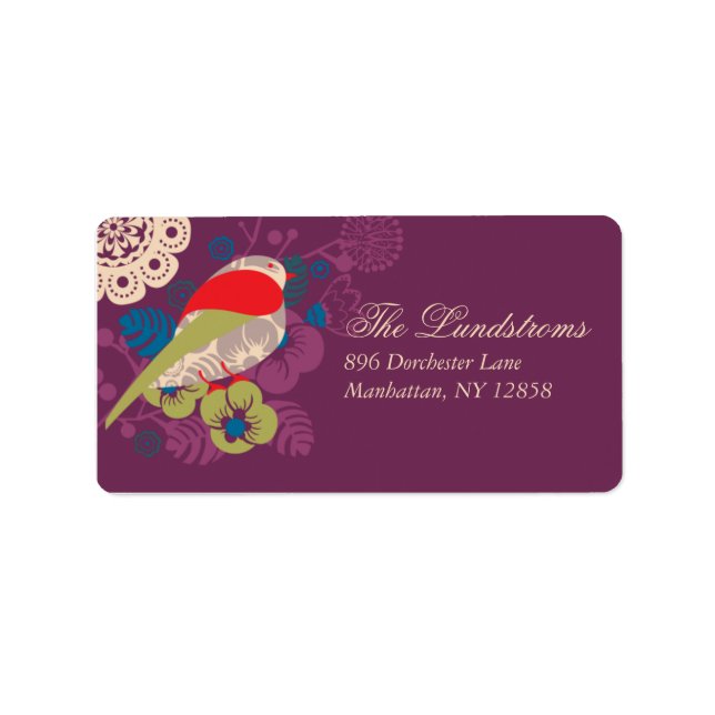 Elegant Bird in Paradise Mailing Label Adressetikett (Framsidan)