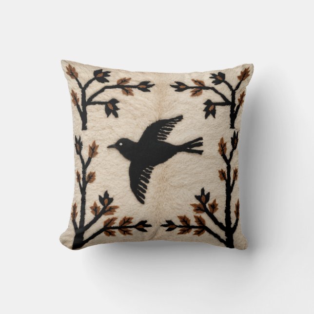 Elegant Bird Pillows: Black and White Kilim Beauty Kudde (Framsida)