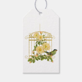 Elegant Birdcage med Ro Gift Märkre Presentetikett