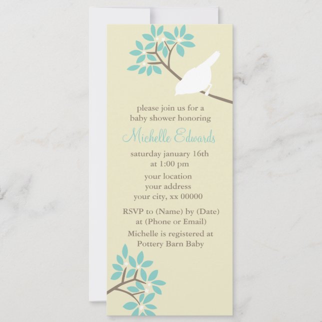 Elegant Birds Baby Shower Inbjudningar (Framsida)