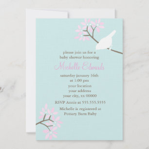 Elegant Birds Baby Shower Inbjudningar