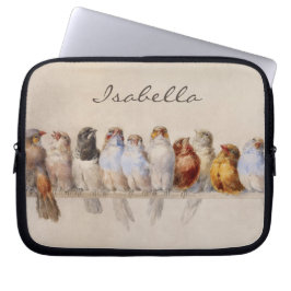 Elegant Birds Watercolor Initialer Monogram Laptop Fodral