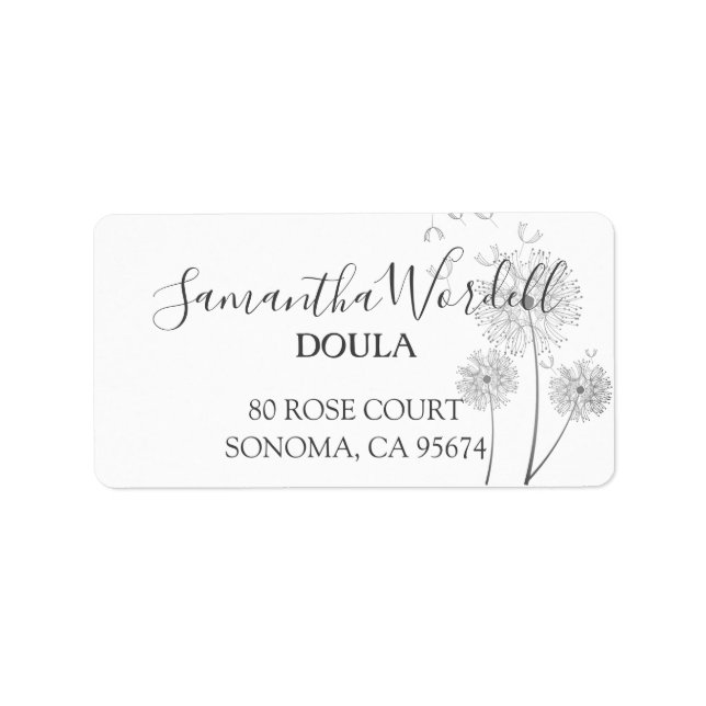 Elegant Birth Doula eller Midfru Returadress Adressetikett (Framsidan)