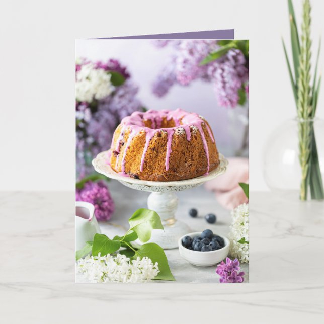 Elegant Birthday Cake Kort (Framsida)