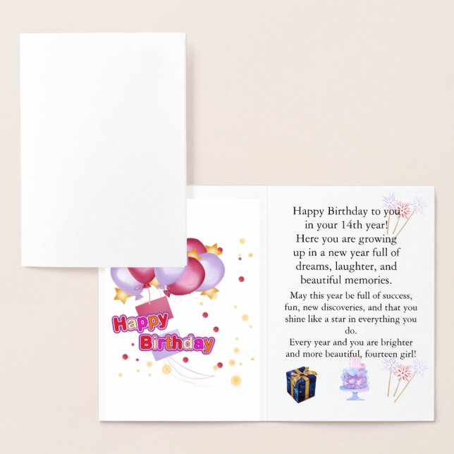 Elegant Birthday Card for Her – Personalized Greet Folierat Kort (Display)