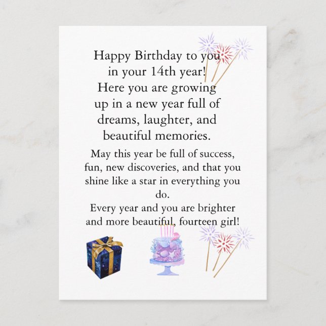 Elegant Birthday Card for Her – Personalized Greet Helg Vykort (Framsida)