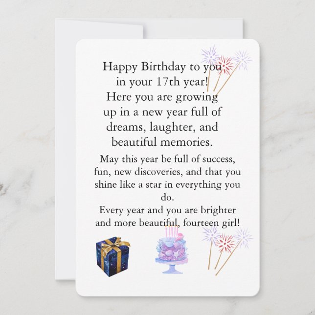 Elegant Birthday Card for Her – Personalized Greet Inbjudningar (Framsida)