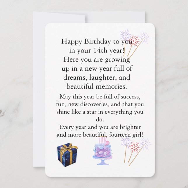 Elegant Birthday Card for Her – Personalized Greet Inbjudningar (Framsida)