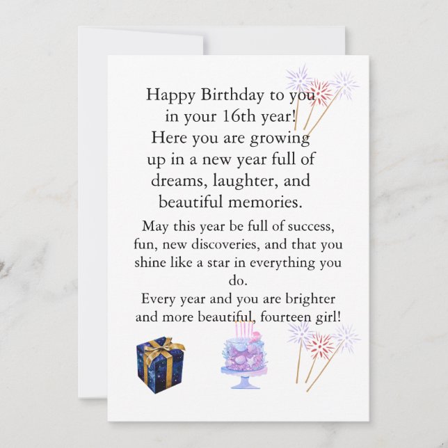 Elegant Birthday Card for Her – Personalized Greet Inbjudningar (Framsida)