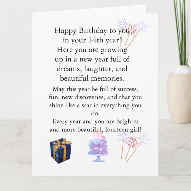 Elegant Birthday Card for Her – Personalized Greet Kort (Framsida)