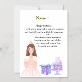 Elegant Birthday Card for Her – Personalized Greet Magnetisk Inbjudningskort