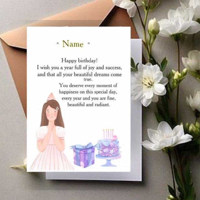 Elegant Birthday Card for Her – Personalized Greet Magnetisk Inbjudningskort (Skapare uppladdad)