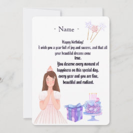 Elegant Birthday Card for Her – Personalized Greet Tack Kort