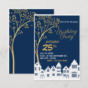 ELEGANT BIRTHDAY CART WITH TRÄD på sidan OSA Kort