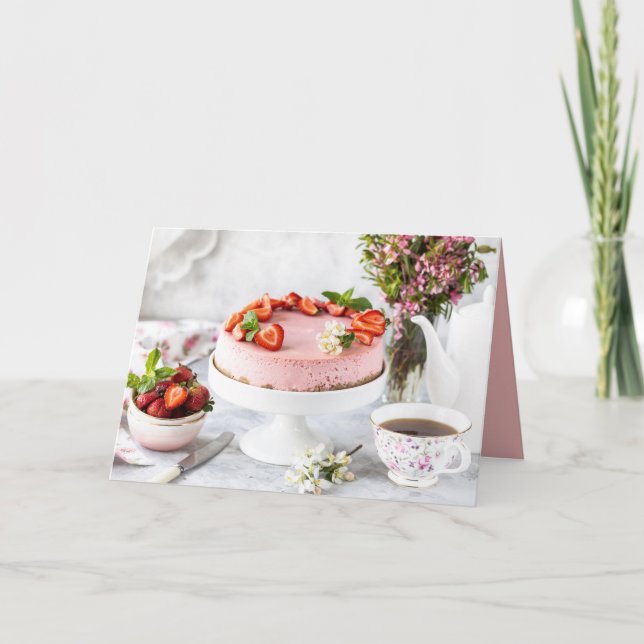 Elegant Birthday Dessert Kort (Framsida)