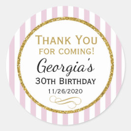 Elegant Birthday Favorittaggar Rosa Guld Tack Runt Klistermärke