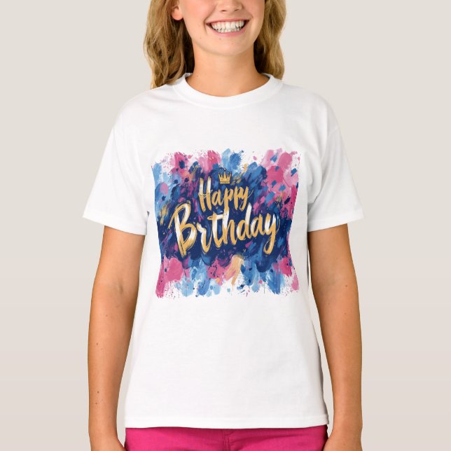 Elegant Birthday Girl T-shirt (Framsida)